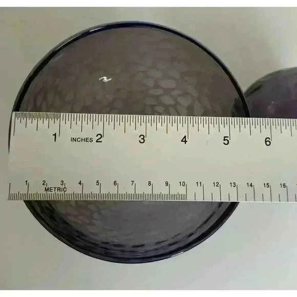 Two Hand Blown Art Glass Vases Purple Tortoise shell spots Clear pontil mark - Picture 8 of 13